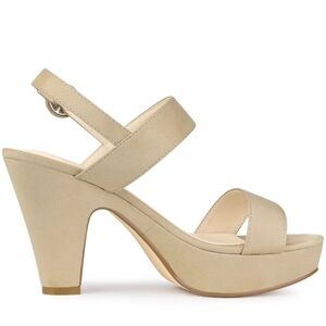 Chunky Heel Scandals atform Slingback, Faux Suede, Allegra K Size 10 New